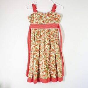 My Vintage Baby Floral Dress Polka Dot Trimmed‎ Sundress Girls Size 12 Tie Back
